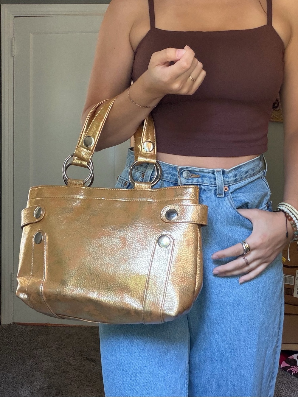 Metallic Gold Women’s Shoulder Bag